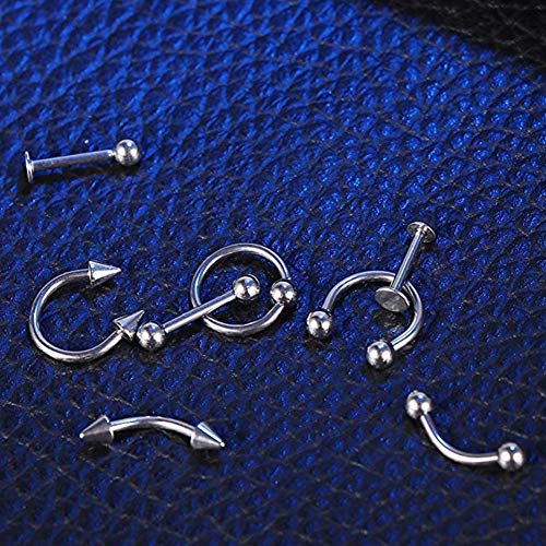 Ouken Nariz Anillo de Acero Inoxidable Cuerpo joyería Nariz Piercing Anillos de Nariz y espárragos Cuerpo Clip aro para Mujeres tabique Piercing Clip Joyas Regalo 1 Juego (8pcs) Color de Acero