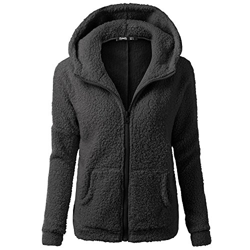 Overdose Abrigo De Invierno con Capucha De Las Mujeres Abrigo De Invierno con Cremallera De Lana Caliente Abrigo De AlgodóN Outwear con Capucha Superior De Los TPS (S, Negro)