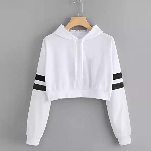 Overdose Sudadera con Capucha De Manga Larga De Las Mujeres SóLidas Mejor Venta Sudadera con Capucha De Las Tapas De La Blusa Corta Ocasional Abrigo Blanco