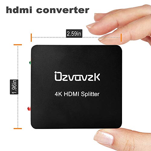 Ozvavzk HDMI Splitter,4k HDMI 1x2 Adaptadores 1 Entrada 2 Salida Duplicador Full HD 2160p 3D HDMI Amplificador Soporte HDMI 1.4 Versión HDCP.