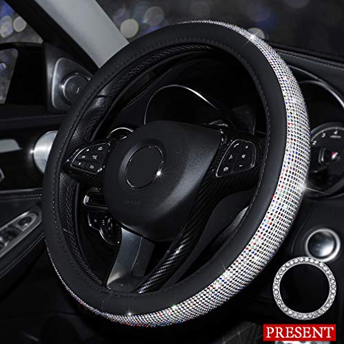 Pahajim Cubierta Del Volante Del Coche Shining Antideslizante Lindo Para Diamantes Colección De Moda y Elegante Mujeres(Negro-Colorear) …