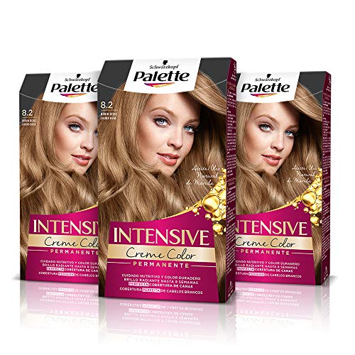 Palette Intense Cream Coloration Intensive Coloración del Cabello 8.2 Rubio Beige - Pack de 3