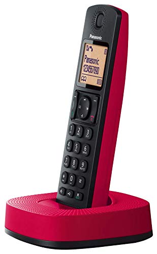 Panasonic KX-TGC310 - Teléfono Fijo Inalámbrico (LCD, Identificador De Llamadas, 16H Uso Continuo, Localizador, Agenda De 50 números, Bloqueo Llamada, Modo ECO, Reducción Ruido), Color Rojo