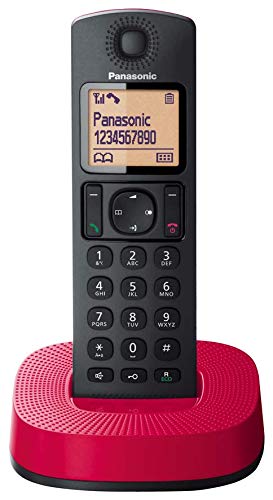 Panasonic KX-TGC310 - Teléfono Fijo Inalámbrico (LCD, Identificador De Llamadas, 16H Uso Continuo, Localizador, Agenda De 50 números, Bloqueo Llamada, Modo ECO, Reducción Ruido), Color Rojo