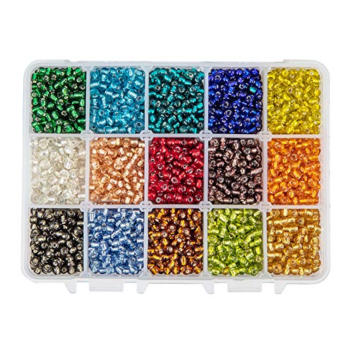 PandaHall Elite Cuentas de Vidrio para Semillas, 15 Colores Variados, 6/0 4mm