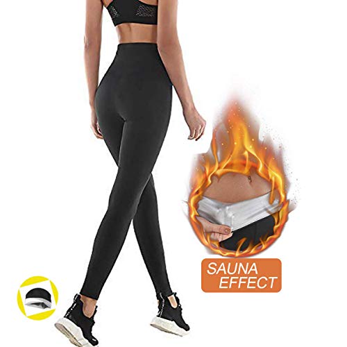 Pantalones de Sauna Adelgazantes Mujer NANOTECNOLOGÍA, Leggins Reductores Adelgazantes, Leggins Anticeluliticos Cintura Alta, Mallas Fitness Push Up para Deporte Running Yoga Gym (2XL, Black03)