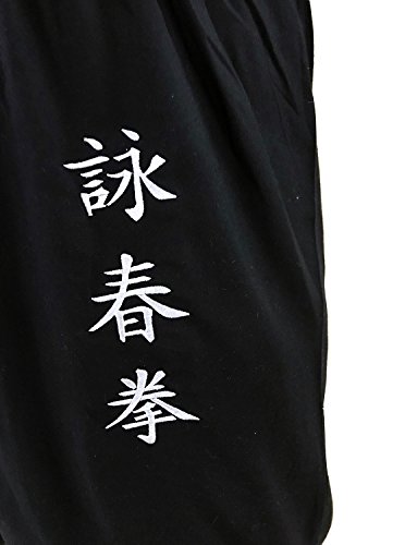 Pantalones de Tai Chi Taza Amplia Hombre y Mujer y Niño Pantalones de Yoga Qigong Abierto a los Tobillos (Negro, Tamano M)