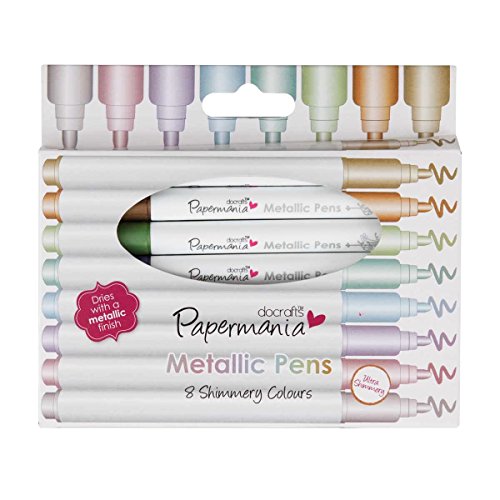 Papermania Metallic Pens - Rotulador permanente (con punta redonda, 0.5 mm, 8 unidades), multicolor