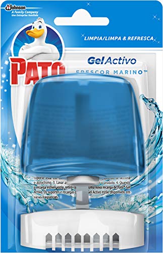 Pato - Gel Activo colgador para inodoro Marine, limpia y perfuma (Pack de 6)