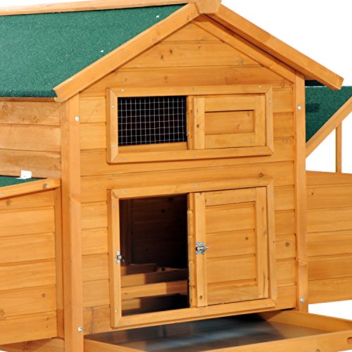 Pawhut Gallinero Grande de Madera Abeto con Bandeja para Excrementos Capacidad 4-6 Gallinas 150x100x96.5cm Resistente al Agua