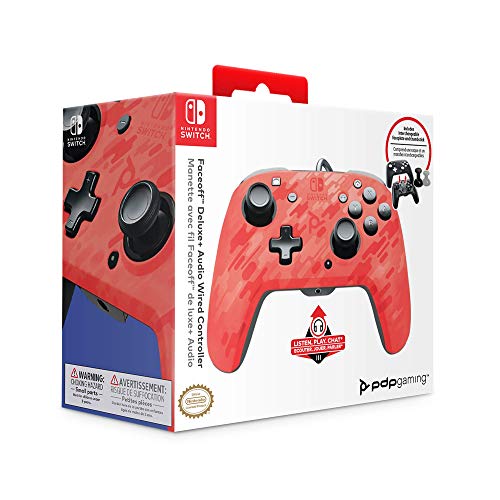 PDP - Mando Pro Faceoff Deluxe + Audio Chat Camo Rojo (Nintendo Switch)