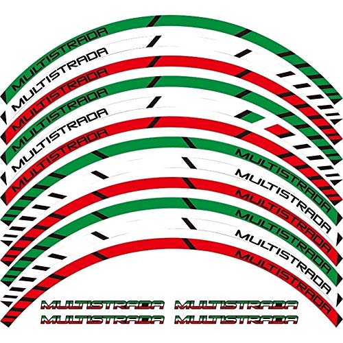 Pegatinas Coche Moto Rueda de la Motocicleta Decals Pegatinas Reflectantes llanta Rayas for Ducati Multistrada 1260 1200 1200 s Rueda (Color : Army Green)