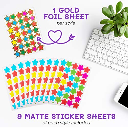 Pegatinas de Recompensa para Niños y Profesores de Purple Ladybug Novelty - Lote de 180 Hojas y 4960 Stickers Smiley, Emoji Estrellas y Manzanas! Calcomanías Infantiles para la Escuela, la Casa y Más