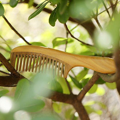 Peine, Peine de Madera Hombres Mujeres Antiestático Peine de Sándalo Verde Peine para Barba Bigotes