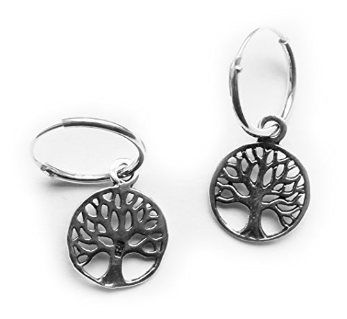 Pendientes Tree of lefe vida algodón Mundo algodón 925 plata de ley – Meditación Astrología Esoterik Yoga Espiritualidad Natural de Religión mitología Yggdrasil señuelo de Vikingo