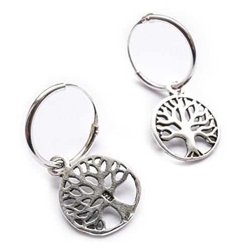 Pendientes Tree of lefe vida algodón Mundo algodón 925 plata de ley – Meditación Astrología Esoterik Yoga Espiritualidad Natural de Religión mitología Yggdrasil señuelo de Vikingo