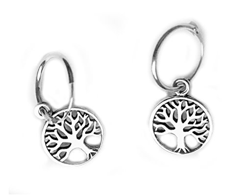 Pendientes Tree of lefe vida algodón Mundo algodón 925 plata de ley – Meditación Astrología Esoterik Yoga Espiritualidad Natural de Religión mitología Yggdrasil señuelo de Vikingo