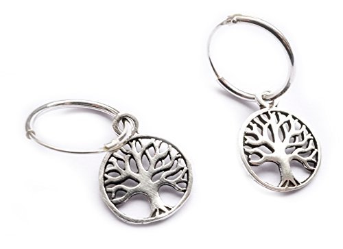 Pendientes Tree of lefe vida algodón Mundo algodón 925 plata de ley – Meditación Astrología Esoterik Yoga Espiritualidad Natural de Religión mitología Yggdrasil señuelo de Vikingo