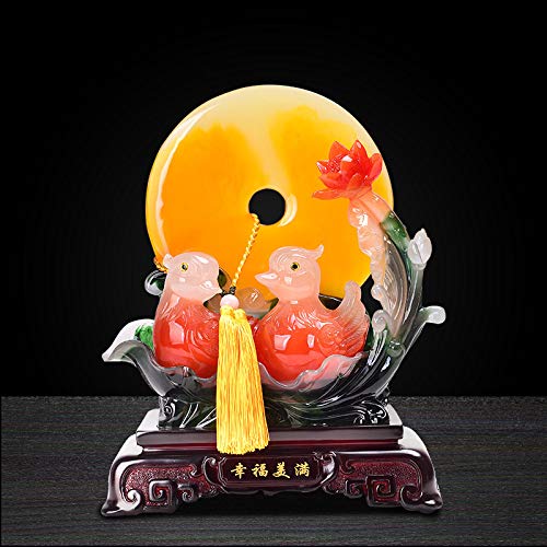 Pequeña Estatua,Cute Creative Simple Resin Lucky Mandarin Duck Statue Lovely Small Handicrafts For Home Desk Shelf Decor Family Couples Collectible Art Gift