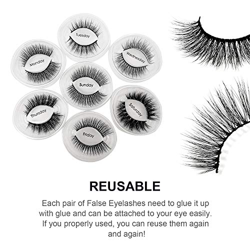 Pestañas Postizas 7 estilos - pestañas profesionales reutilizables para todos los ojos, pestañas Faux Mink 3D gruesas hechas a mano naturales con clip de pestañas de precisión gratis (7 pares)