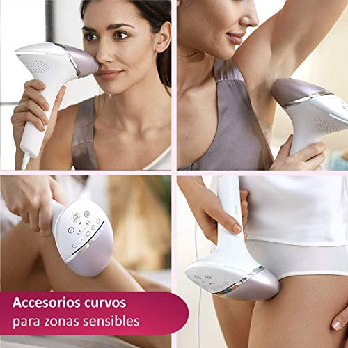 Philips BRI949/00 Lumea Prestige - Depiladora Luz Pulsada para la Depilación Permanente del Vello Visible en Casa con 4 Cabezales: Cuerpo, Bikini, Axilas y Cara, Recortador Precisión, Blanco y Rosa