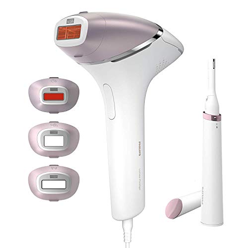 Philips BRI949/00 Lumea Prestige - Depiladora Luz Pulsada para la Depilación Permanente del Vello Visible en Casa con 4 Cabezales: Cuerpo, Bikini, Axilas y Cara, Recortador Precisión, Blanco y Rosa