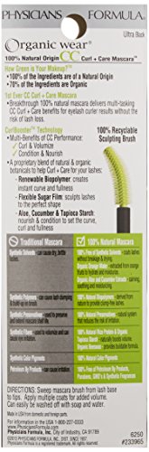 Physicians Formula Organic Wear 100% Natural Origin Curl+Care Máscara de Pestañas, Color Plata - 32.03 gr