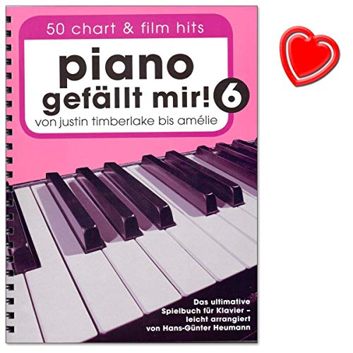 Piano gefällt mir. 50 Chart y película Hits – 6 – de banda de cantante Justin Timberlake hasta Amélie – La última parte para Piano – Libro con Bunter herzförmiger Ordenador Pinza