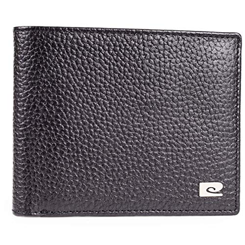 Pierre Cardin - Cartera de piel auténtica para hombre, con bloqueo RFID, suave, ligera, duradera y a prueba de pliegues Negro Negro Medium