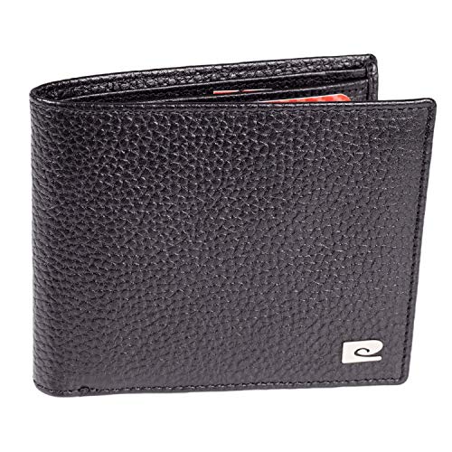 Pierre Cardin - Cartera de piel auténtica para hombre, con bloqueo RFID, suave, ligera, duradera y a prueba de pliegues Negro Negro Medium