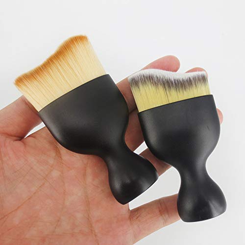 Pinceles de maquillaje cepillos del maquillaje de Kabuki 1PC Profesional Curva Pincel Sculpting pincel de maquillaje con cubierta Fundación Bb Crema para uso diario (tricolor)