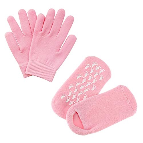 Pinkiou Soften SPA Gel Hidratante guantes y calcetines para hidratar el cuidado de la piel agrietada (Rosa)