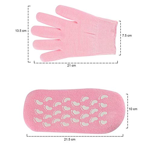 Pinkiou Soften SPA Gel Hidratante guantes y calcetines para hidratar el cuidado de la piel agrietada (Rosa)