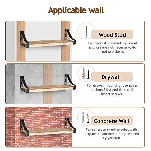 Pipishell Estanteria Pared Baldas Pared de Madera Montado en la Pared, Juego de 3 estanterias de pared en Pared Rústico para el ,Dormitorio, la Sala de Estar, la Cocina, la Oficina en el Hogar, etc