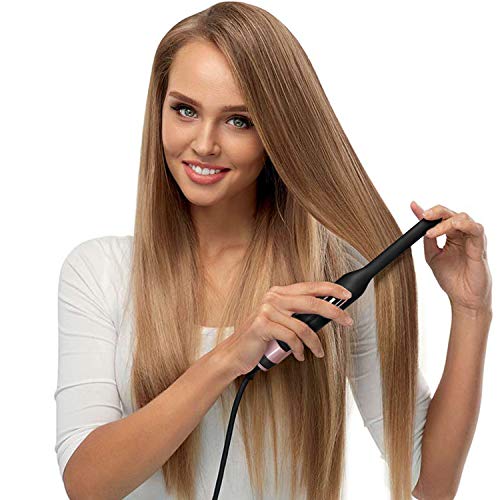 Plancha de Pelo,Alisador y Rizador 2 en 1 para Curl & Straight en Cerámica Temperatura Ajustable 145°C-230° 1cm Plancha Pequeña Para Hombres y Mujeres(Oro rosa negro)