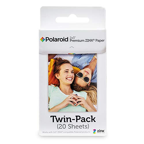 Polaroid Premium Zink Papel Fotografico (Paquete de 20 Hojas) Compatible con Polaroid Snap, Snap Touch, Mint, Z2300, la Impresora móvil Polaroid Zip y Mint, 5 x 7.6 cm