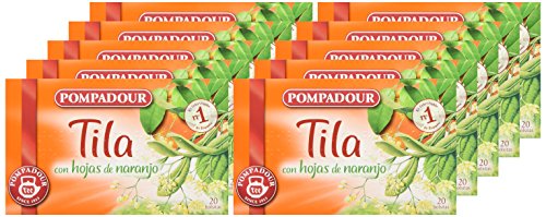 Pompadour Té Infusion Tila con Hojas de Naranja - 20 bolsitas - [Pack de 10]