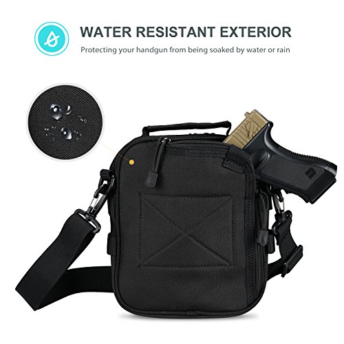 ProCase Bolsa Táctica para Pistola, Equipo Militar MOLLE Bolsa de Hombro con Correa de Pistola Accesorios de Munición Bolsa de Lona para Caza o Disparo Deportivo -Negro