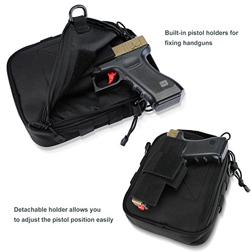 ProCase Bolsa Táctica para Pistola, Equipo Militar MOLLE Bolsa de Hombro con Correa de Pistola Accesorios de Munición Bolsa de Lona para Caza o Disparo Deportivo -Negro