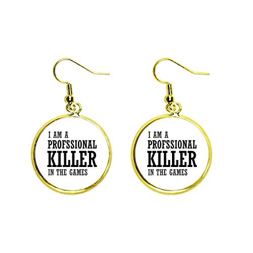 Profesional Killer Games Art Deco Regalo Moda Oído Cuelgan Oro Gota Pendiente Joyería Mujer