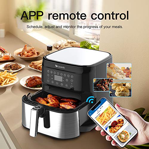 proscenic T21 Freidora de Aire Caliente sin Aceite 5.5L controlada por App y Alexa, Recetas españolas online, sin BPA ni PFOA, Función de combinación Inteligente, Gran Panel Digital táctil