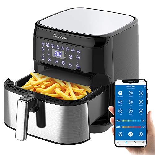 proscenic T21 Freidora de Aire Caliente sin Aceite 5.5L controlada por App y Alexa, Recetas españolas online, sin BPA ni PFOA, Función de combinación Inteligente, Gran Panel Digital táctil