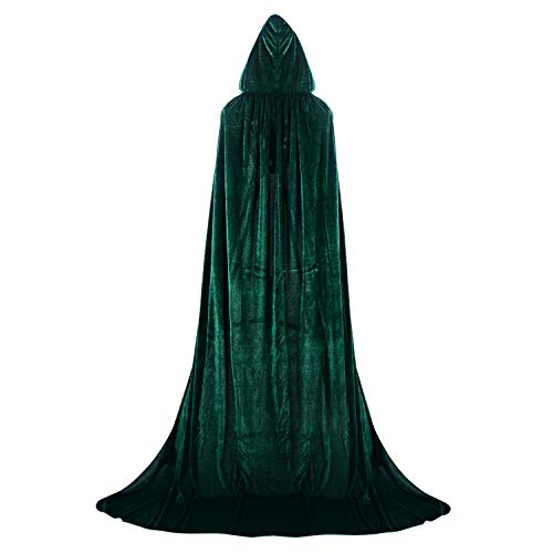 Proumhang Largo Capa con Capucha Terciopelo Disfraz de Halloween para Mujeres Hombres Halloween Carnaval Navidad Fiesta Disfraces Verde