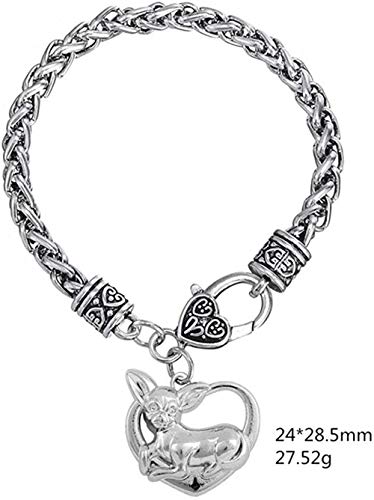 Pulsera Collar Perro Chihuahua Corazón Pulseras con dijes para mujer Botón de cierre de langosta 200Mm Cadena de ajuste Amantes de los animales Joyería Hombre Mujer Pulsera Brazalete Hermana Regalo