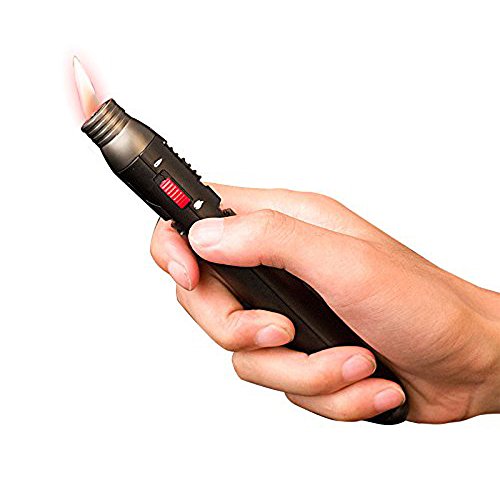 QIANGUAGN Jet Flame Encendedor Soplo antorcha Butano Rellenable a Prueba de Viento para cocinar Cocina Creme Brulee Cigarette Cigar BBQ Soldadura de Camping al Aire Libre (Black-M)