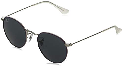 Ray-Ban Junior Round Lentes, Parte Superior de Goma Violeta Sobre Plata/Gris Oscuro, 44 Unisex niños