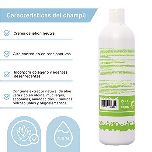 RC ocio Pack Champu Perros Aloe Vera + Acondicionador suavizante/Piel Sensible atopica champú para Combatir la Dermatitis, picores, picor, picaduras de Insectos. para Pelo Blanco, Negro y Marron