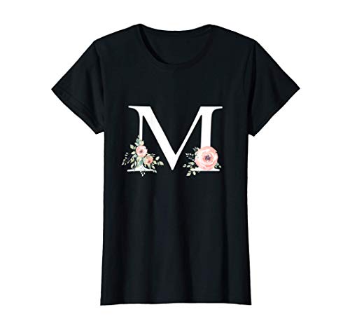 Regalo De Letras Del Abecedario Floral - Nombre Con M Flor Camiseta