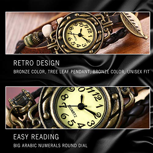 Reloj de Pulsera Chica Mujer Reloj Retro Vintage Correa de Cuero Trenzada, Reloj Pequeño de Moda Estilo Antiguo, Regalo de San Valentin -Avaner