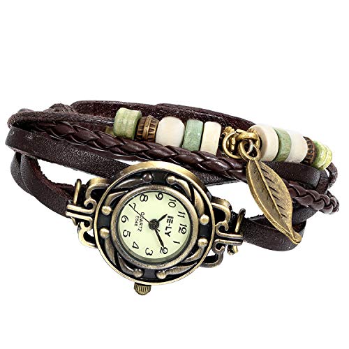 Reloj de Pulsera Chica Mujer Reloj Retro Vintage Correa de Cuero Trenzada, Reloj Pequeño de Moda Estilo Antiguo, Regalo de San Valentin -Avaner